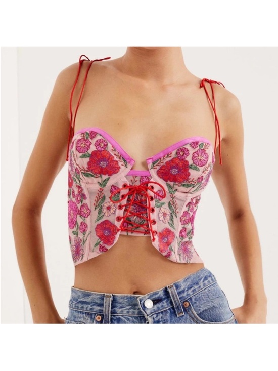 For Love And Lemons Tops - For Love and Lemon Kaylee floral lace corset crop top